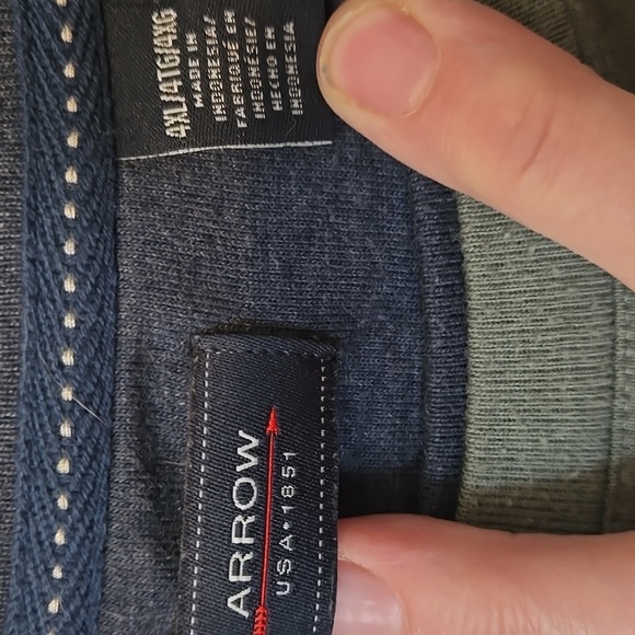 Arrow, Short Sleeve Tee, 4XL, Crew Neck Striped, Green, Blue, Soft Cotton Blend - Picture 3 of 11